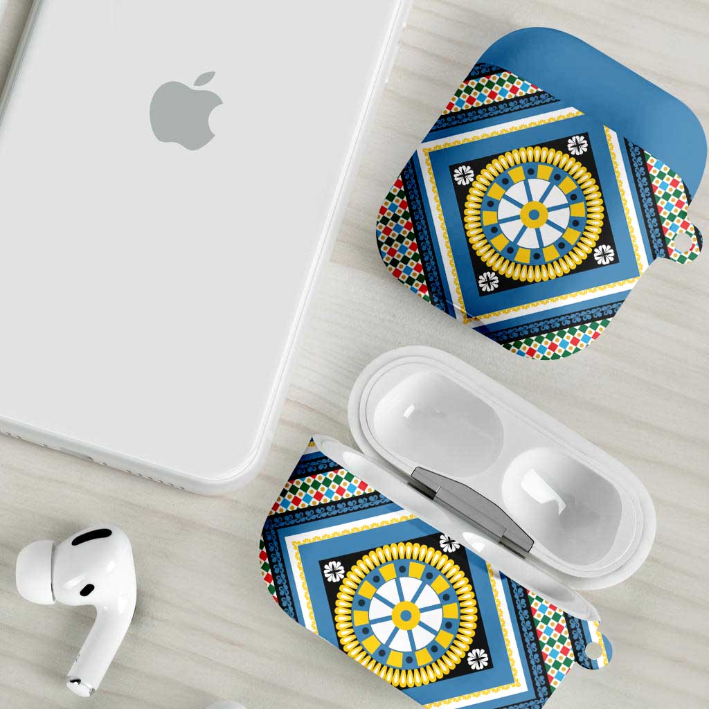 Sicily Italy Carretto Siciliano AirPods Case Azure Sicilian Cart Wheel Pattern