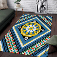 Sicily Italy Carretto Siciliano Area Rug Azure Sicilian Cart Wheel Pattern