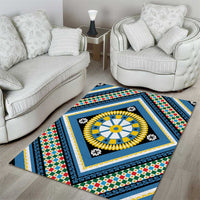 Sicily Italy Carretto Siciliano Area Rug Azure Sicilian Cart Wheel Pattern