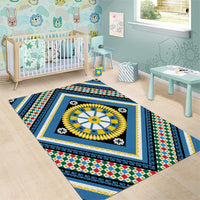 Sicily Italy Carretto Siciliano Area Rug Azure Sicilian Cart Wheel Pattern