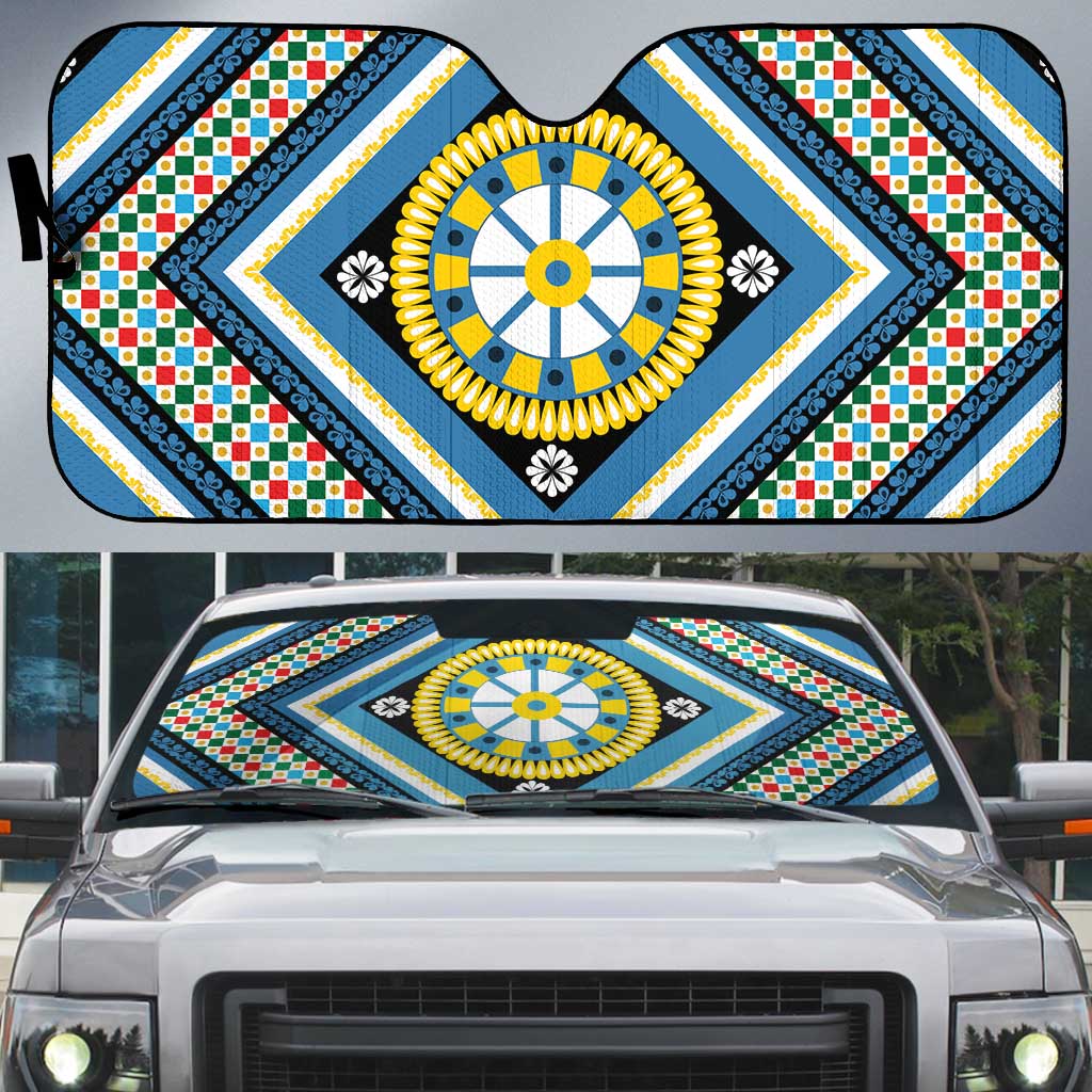 Sicily Italy Carretto Siciliano Auto Sun Shade Azure Sicilian Cart Wheel Pattern