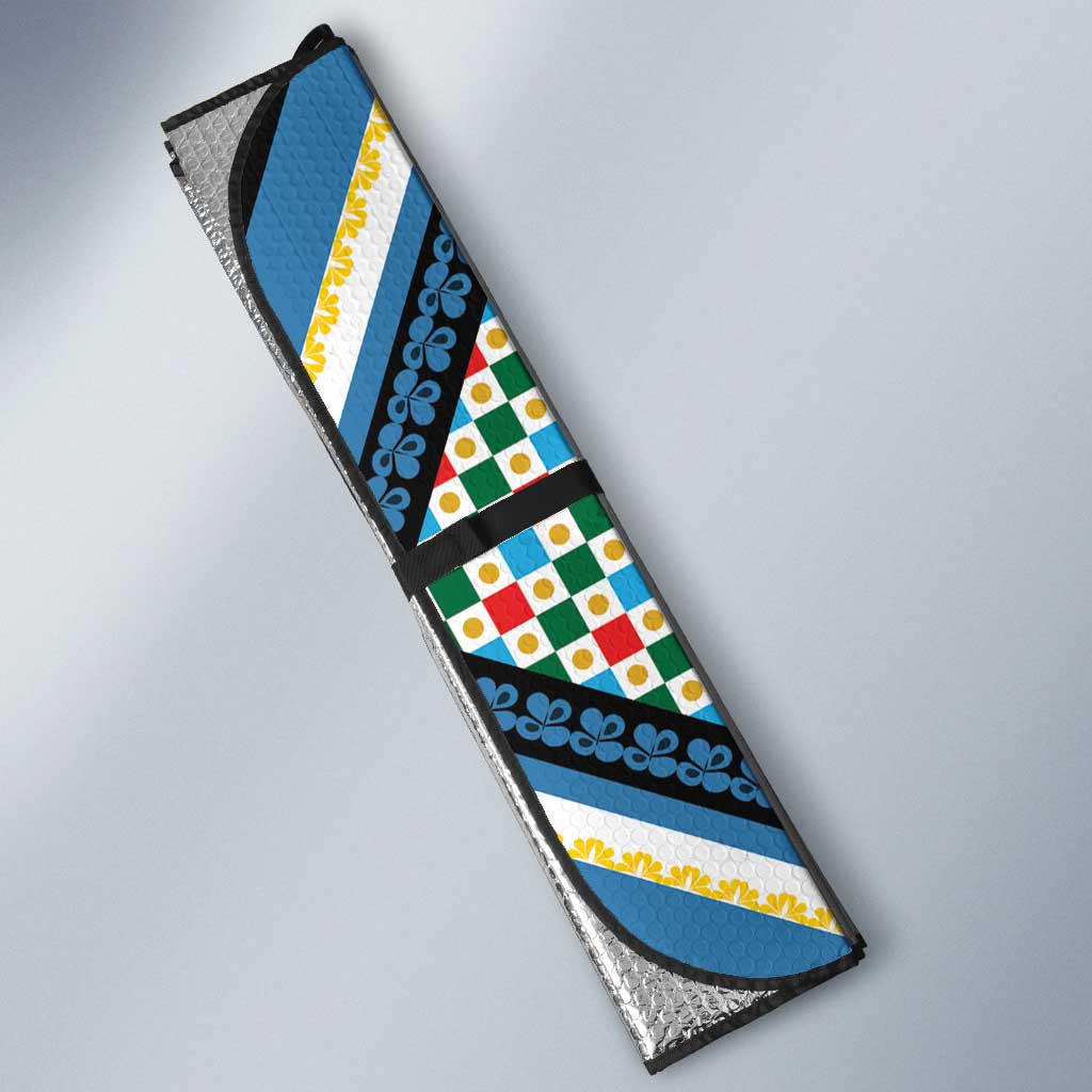 Sicily Italy Carretto Siciliano Auto Sun Shade Azure Sicilian Cart Wheel Pattern