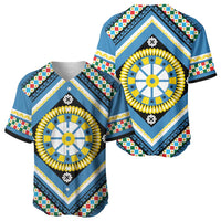 Sicily Italy Carretto Siciliano Baseball Jersey Azure Sicilian Cart Wheel Pattern