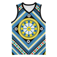 Sicily Italy Carretto Siciliano Basketball Jersey Azure Sicilian Cart Wheel Pattern