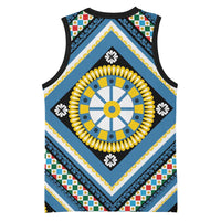 Sicily Italy Carretto Siciliano Basketball Jersey Azure Sicilian Cart Wheel Pattern