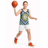 Sicily Italy Carretto Siciliano Basketball Jersey Azure Sicilian Cart Wheel Pattern
