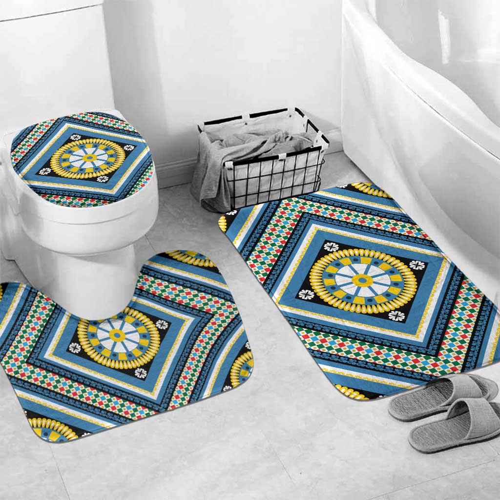 Sicily Italy Carretto Siciliano Bathroom Set Azure Sicilian Cart Wheel Pattern