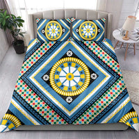 Sicily Italy Carretto Siciliano Bedding Set Azure Sicilian Cart Wheel Pattern