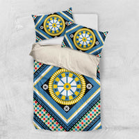 Sicily Italy Carretto Siciliano Bedding Set Azure Sicilian Cart Wheel Pattern