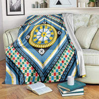 Sicily Italy Carretto Siciliano Blanket Azure Sicilian Cart Wheel Pattern