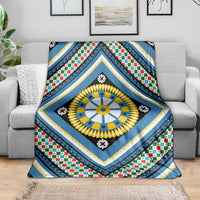 Sicily Italy Carretto Siciliano Blanket Azure Sicilian Cart Wheel Pattern