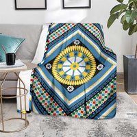 Sicily Italy Carretto Siciliano Blanket Azure Sicilian Cart Wheel Pattern