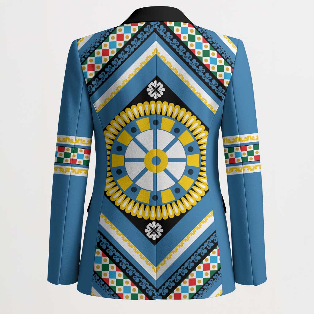 Sicily Italy Carretto Siciliano Blazer Azure Sicilian Cart Wheel Pattern