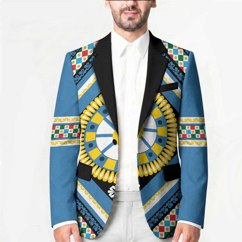 Sicily Italy Carretto Siciliano Blazer Azure Sicilian Cart Wheel Pattern