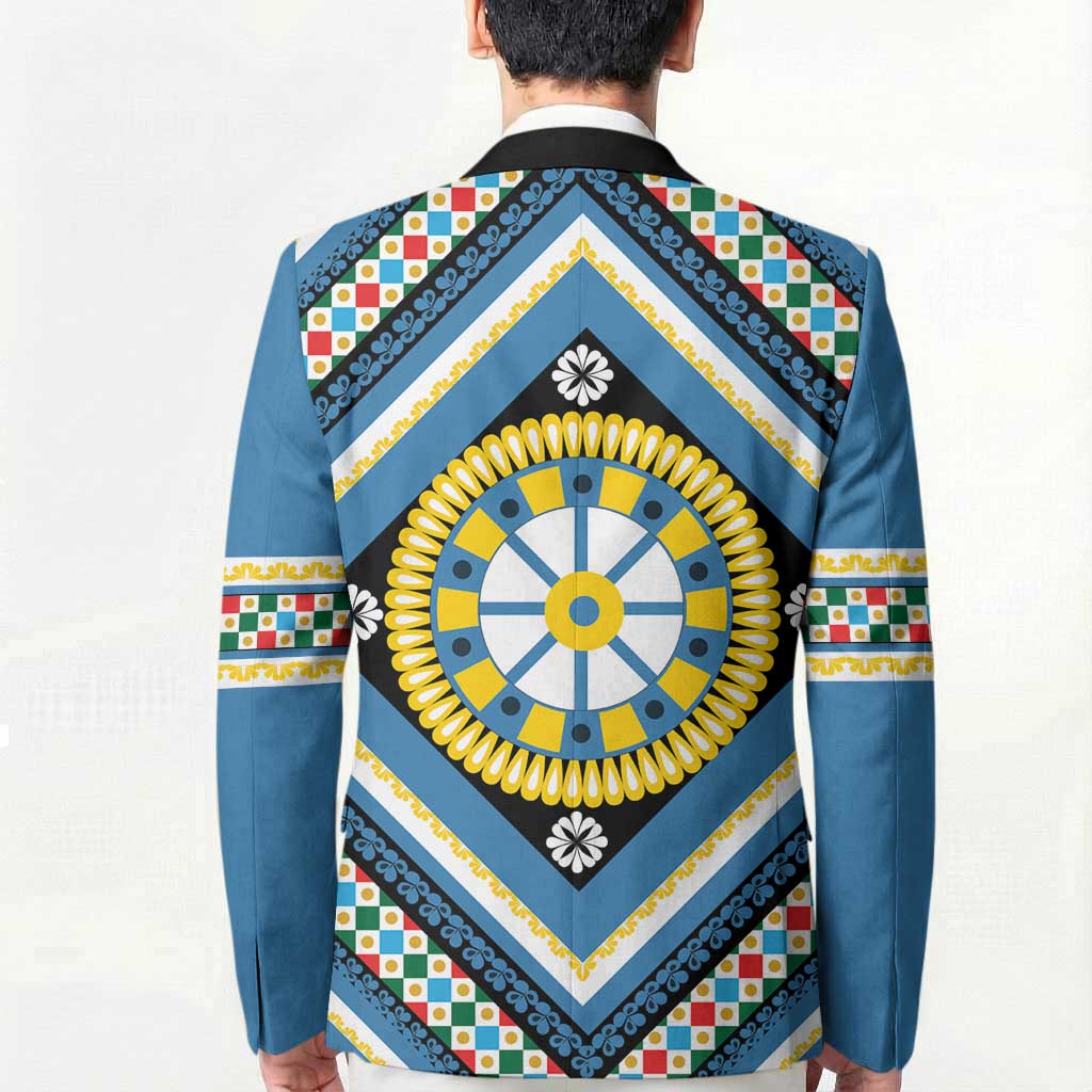 Sicily Italy Carretto Siciliano Blazer Azure Sicilian Cart Wheel Pattern