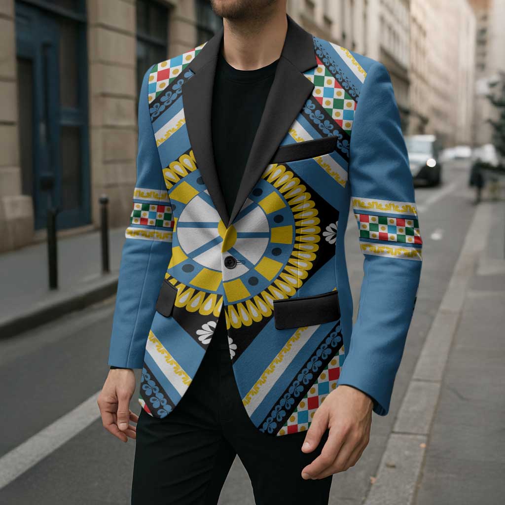 Sicily Italy Carretto Siciliano Blazer Azure Sicilian Cart Wheel Pattern