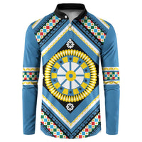 Sicily Italy Carretto Siciliano Button Sweatshirt Azure Sicilian Cart Wheel Pattern