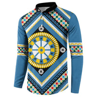 Sicily Italy Carretto Siciliano Button Sweatshirt Azure Sicilian Cart Wheel Pattern