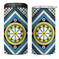 Sicily Italy Carretto Siciliano 4 in 1 Can Cooler Tumbler Azure Sicilian Cart Wheel Pattern