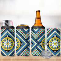 Sicily Italy Carretto Siciliano 4 in 1 Can Cooler Tumbler Azure Sicilian Cart Wheel Pattern