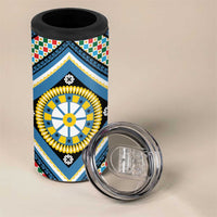 Sicily Italy Carretto Siciliano 4 in 1 Can Cooler Tumbler Azure Sicilian Cart Wheel Pattern