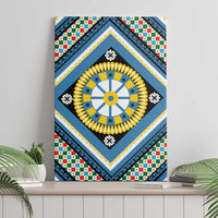 Sicily Italy Carretto Siciliano Canvas Wall Art Azure Sicilian Cart Wheel Pattern