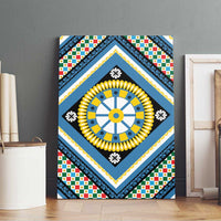 Sicily Italy Carretto Siciliano Canvas Wall Art Azure Sicilian Cart Wheel Pattern