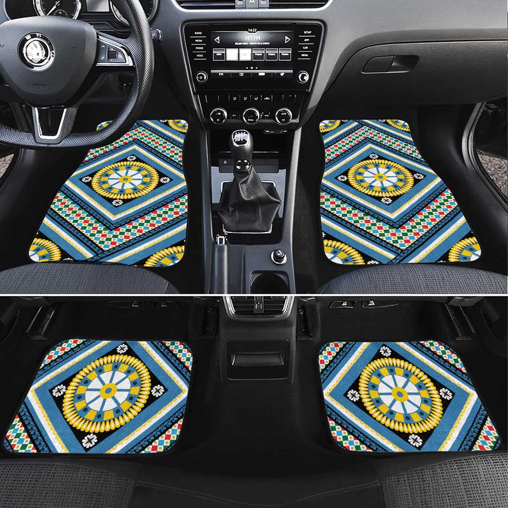 Sicily Italy Carretto Siciliano Car Mats Azure Sicilian Cart Wheel Pattern