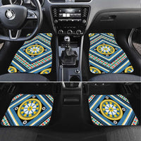 Sicily Italy Carretto Siciliano Car Mats Azure Sicilian Cart Wheel Pattern