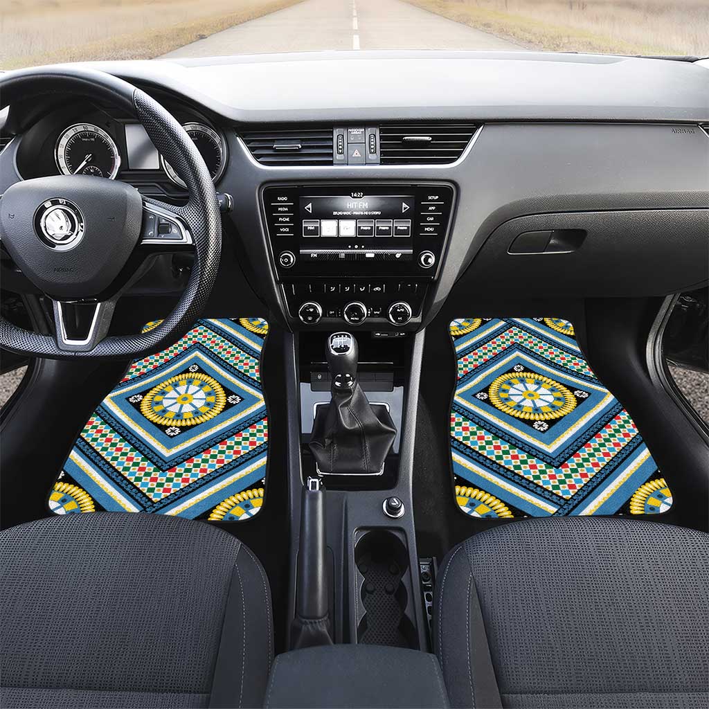 Sicily Italy Carretto Siciliano Car Mats Azure Sicilian Cart Wheel Pattern
