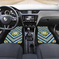 Sicily Italy Carretto Siciliano Car Mats Azure Sicilian Cart Wheel Pattern