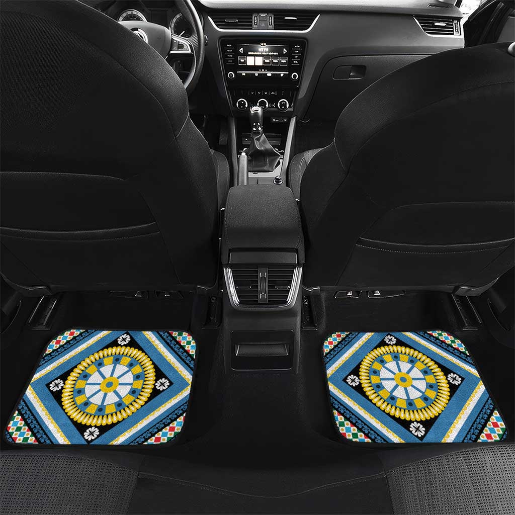 Sicily Italy Carretto Siciliano Car Mats Azure Sicilian Cart Wheel Pattern