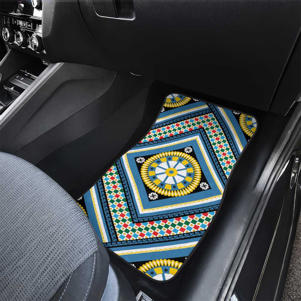 Sicily Italy Carretto Siciliano Car Mats Azure Sicilian Cart Wheel Pattern