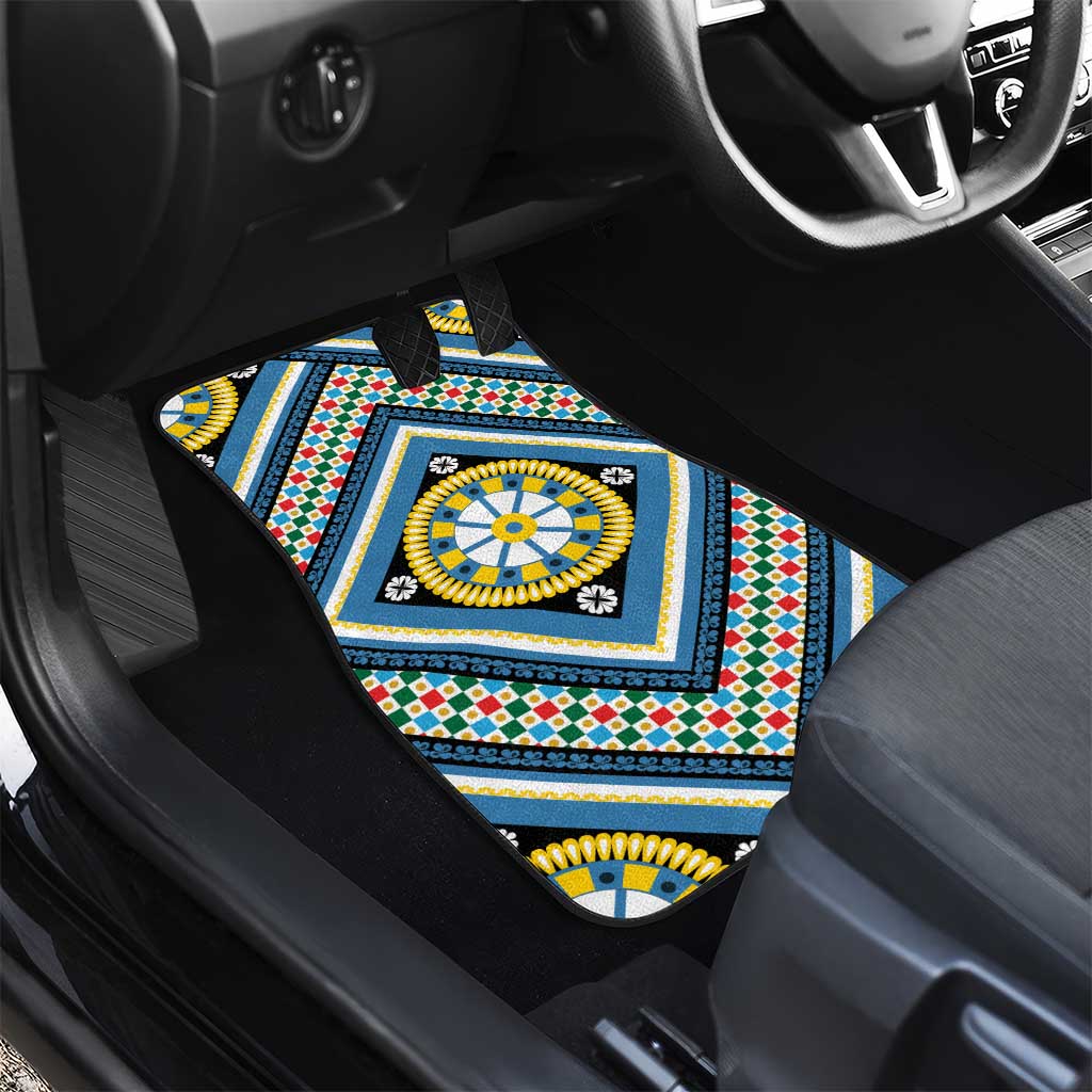 Sicily Italy Carretto Siciliano Car Mats Azure Sicilian Cart Wheel Pattern