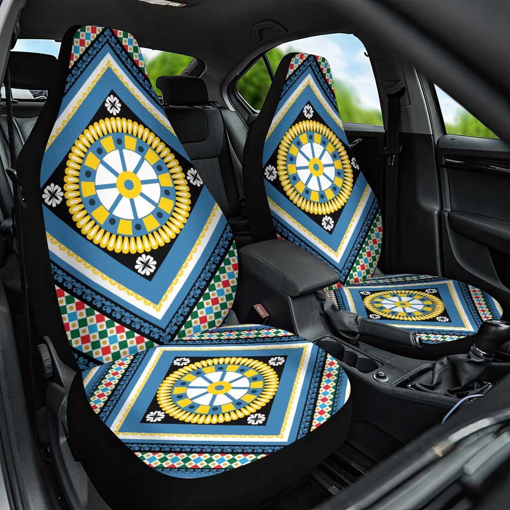 Sicily Italy Carretto Siciliano Car Seat Cover Azure Sicilian Cart Wheel Pattern