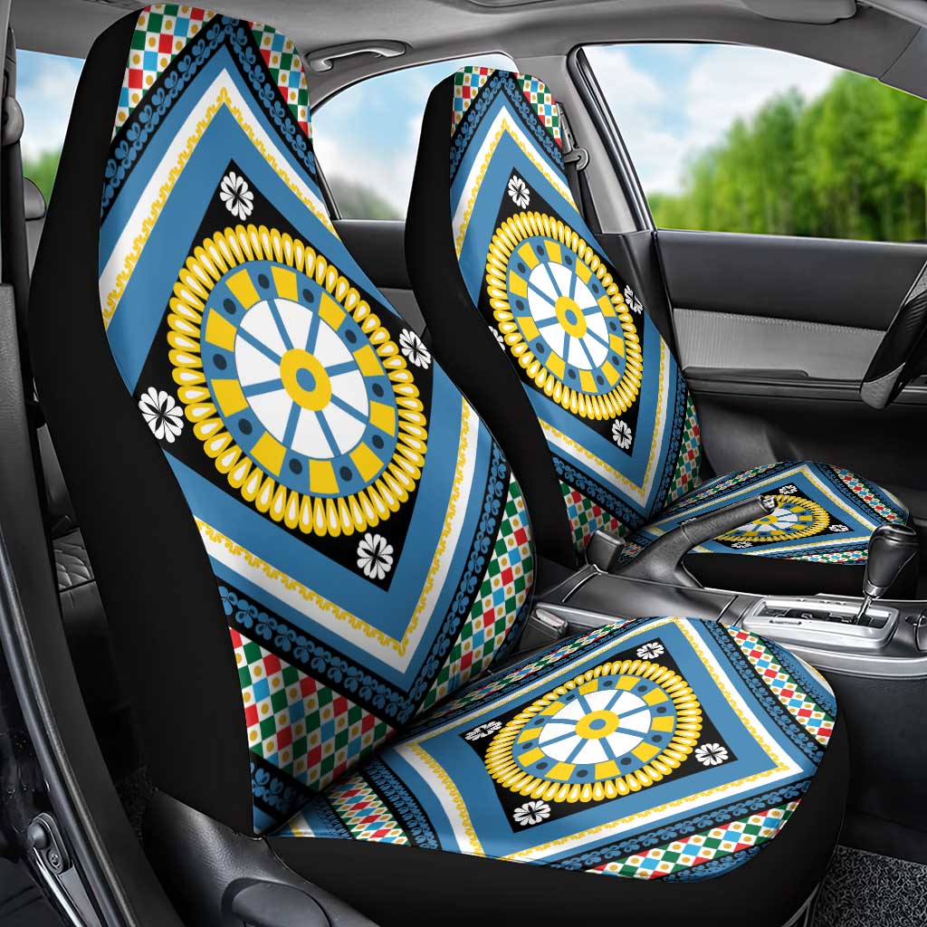Sicily Italy Carretto Siciliano Car Seat Cover Azure Sicilian Cart Wheel Pattern