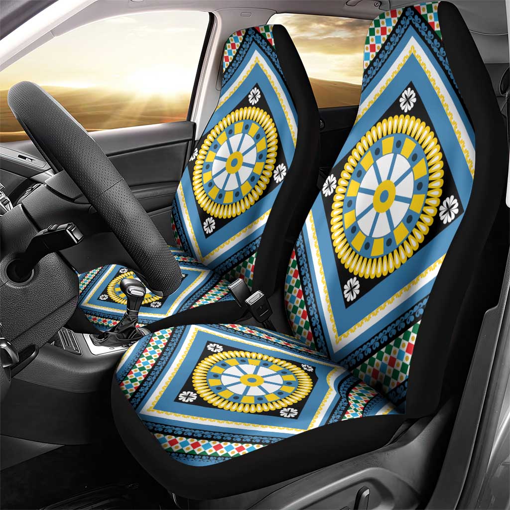 Sicily Italy Carretto Siciliano Car Seat Cover Azure Sicilian Cart Wheel Pattern