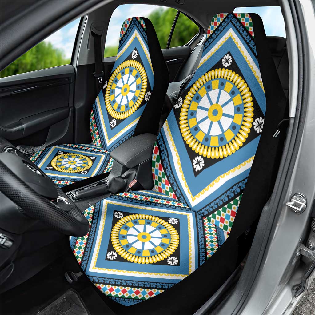 Sicily Italy Carretto Siciliano Car Seat Cover Azure Sicilian Cart Wheel Pattern
