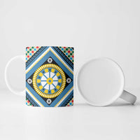 Sicily Italy Carretto Siciliano Ceramic Mug Azure Sicilian Cart Wheel Pattern