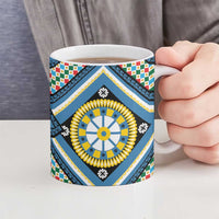 Sicily Italy Carretto Siciliano Ceramic Mug Azure Sicilian Cart Wheel Pattern