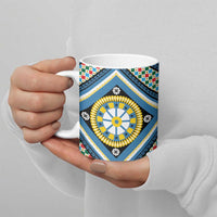 Sicily Italy Carretto Siciliano Ceramic Mug Azure Sicilian Cart Wheel Pattern
