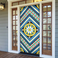 Sicily Italy Carretto Siciliano Door Cover Azure Sicilian Cart Wheel Pattern