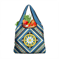Sicily Italy Carretto Siciliano Grocery Bag Azure Sicilian Cart Wheel Pattern