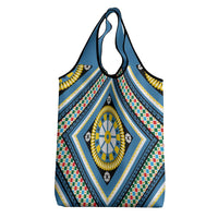 Sicily Italy Carretto Siciliano Grocery Bag Azure Sicilian Cart Wheel Pattern