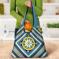 Sicily Italy Carretto Siciliano Grocery Bag Azure Sicilian Cart Wheel Pattern
