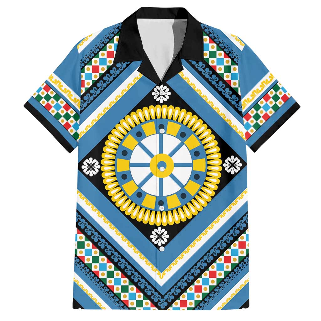 Sicily Italy Carretto Siciliano Hawaiian Shirt Azure Sicilian Cart Wheel Pattern