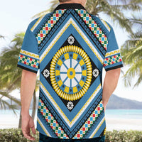 Sicily Italy Carretto Siciliano Hawaiian Shirt Azure Sicilian Cart Wheel Pattern