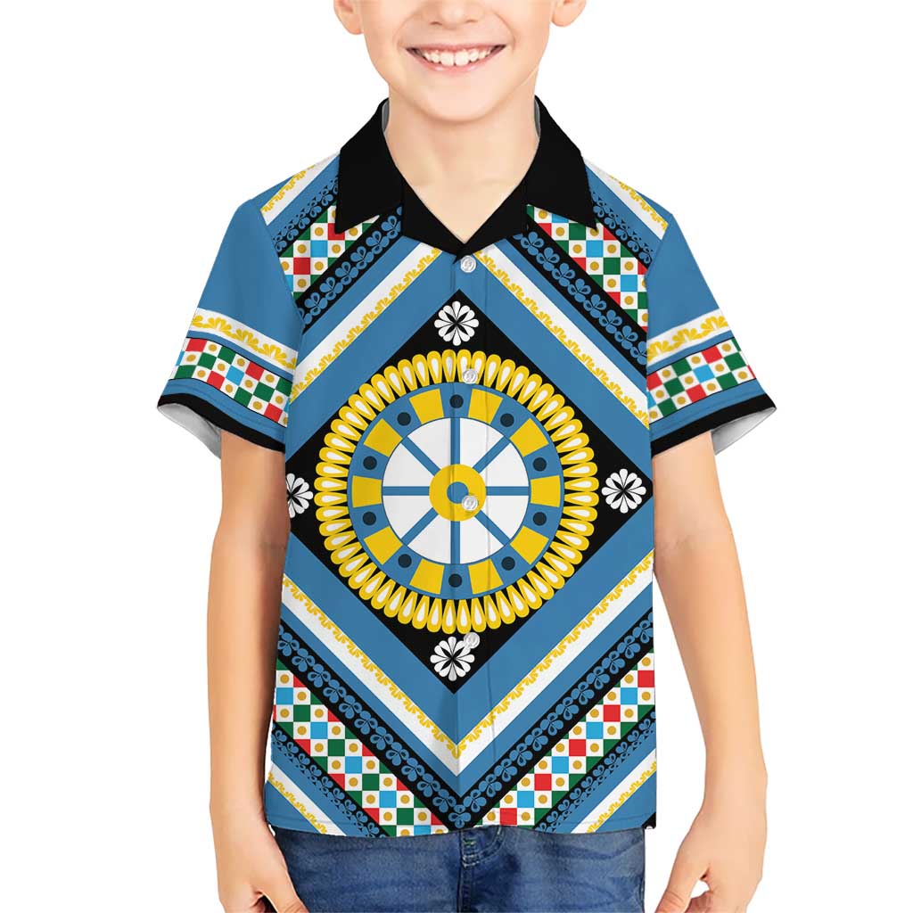 Sicily Italy Carretto Siciliano Hawaiian Shirt Azure Sicilian Cart Wheel Pattern