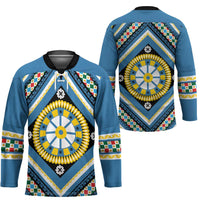Sicily Italy Carretto Siciliano Hockey Jersey Azure Sicilian Cart Wheel Pattern