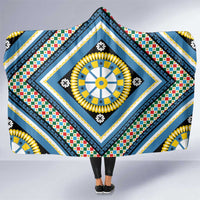 Sicily Italy Carretto Siciliano Hooded Blanket Azure Sicilian Cart Wheel Pattern
